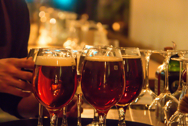 wine served in glasses