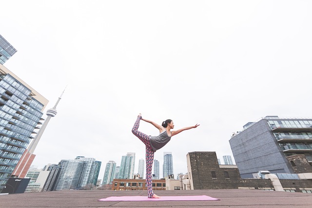 woman practicing yoga